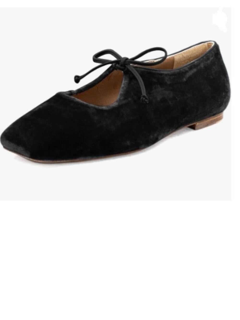Pazzion Black Velvet Bowtie Square Toe Mary Jane Flats Slip On Cutout Shoes
